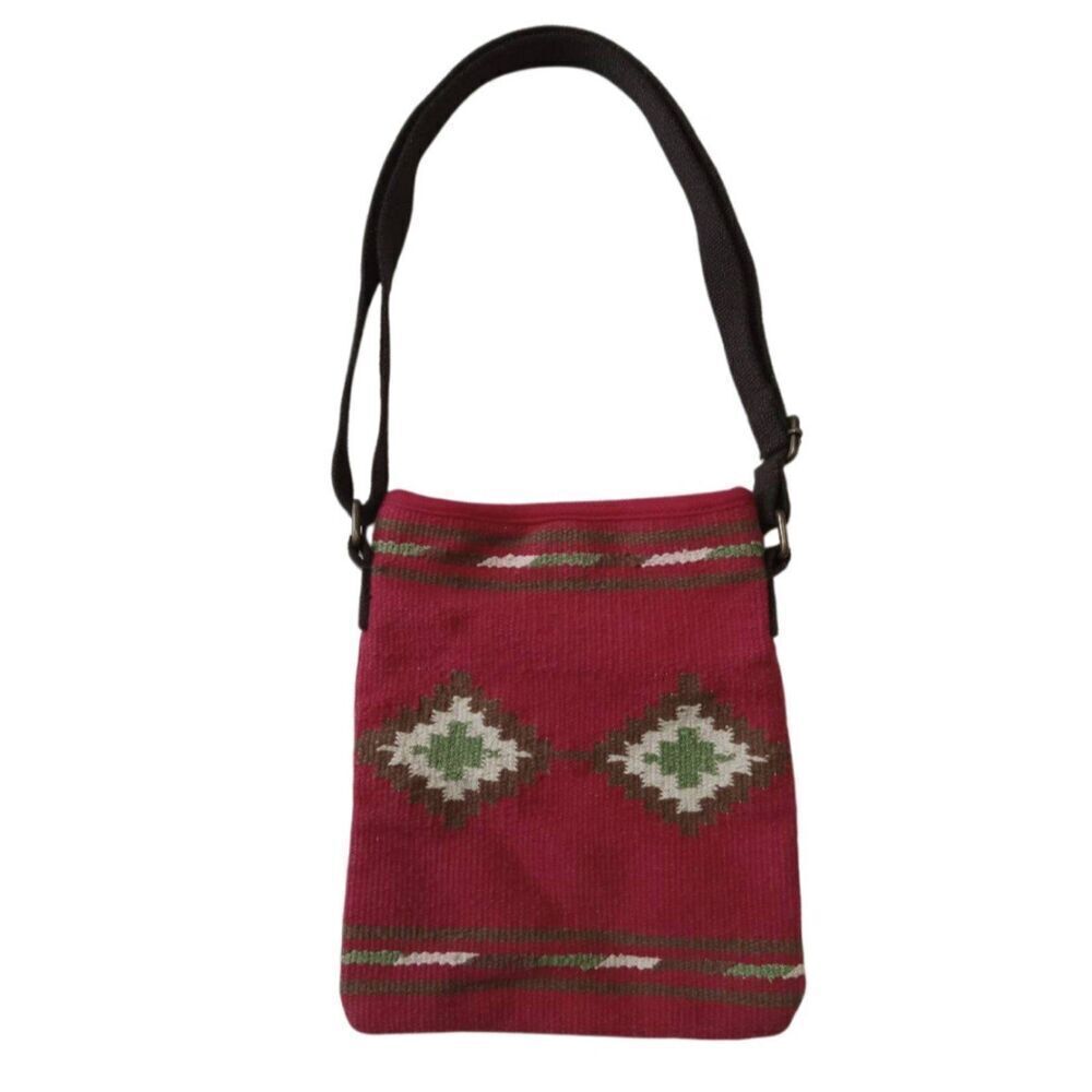 American Eagle Red & Brown Southwestern Boho Pattern Crossbody Messenger Bag